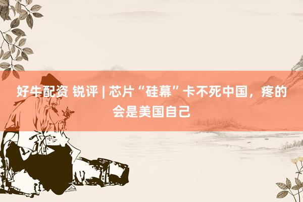 好牛配资 锐评 | 芯片“硅幕”卡不死中国，疼的会是美国自己