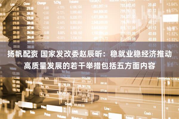 扬帆配资 国家发改委赵辰昕：稳就业稳经济推动高质量发展的若干举措包括五方面内容